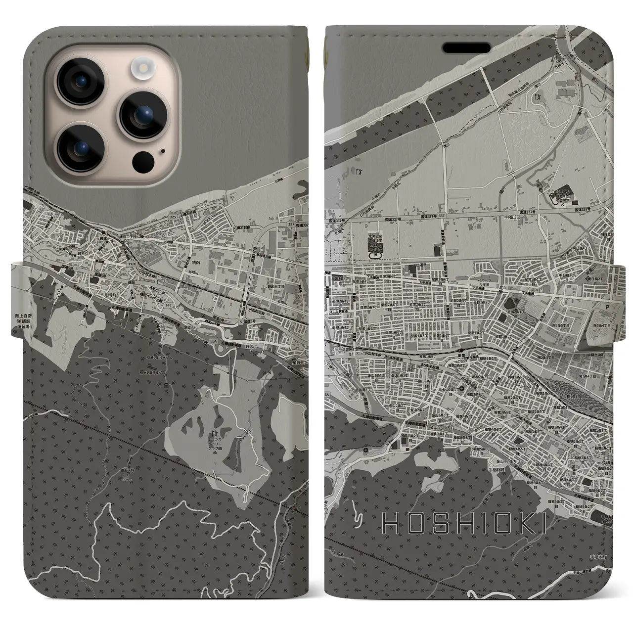 【星置（北海道）】地図柄iPhoneケース（手帳タイプ）