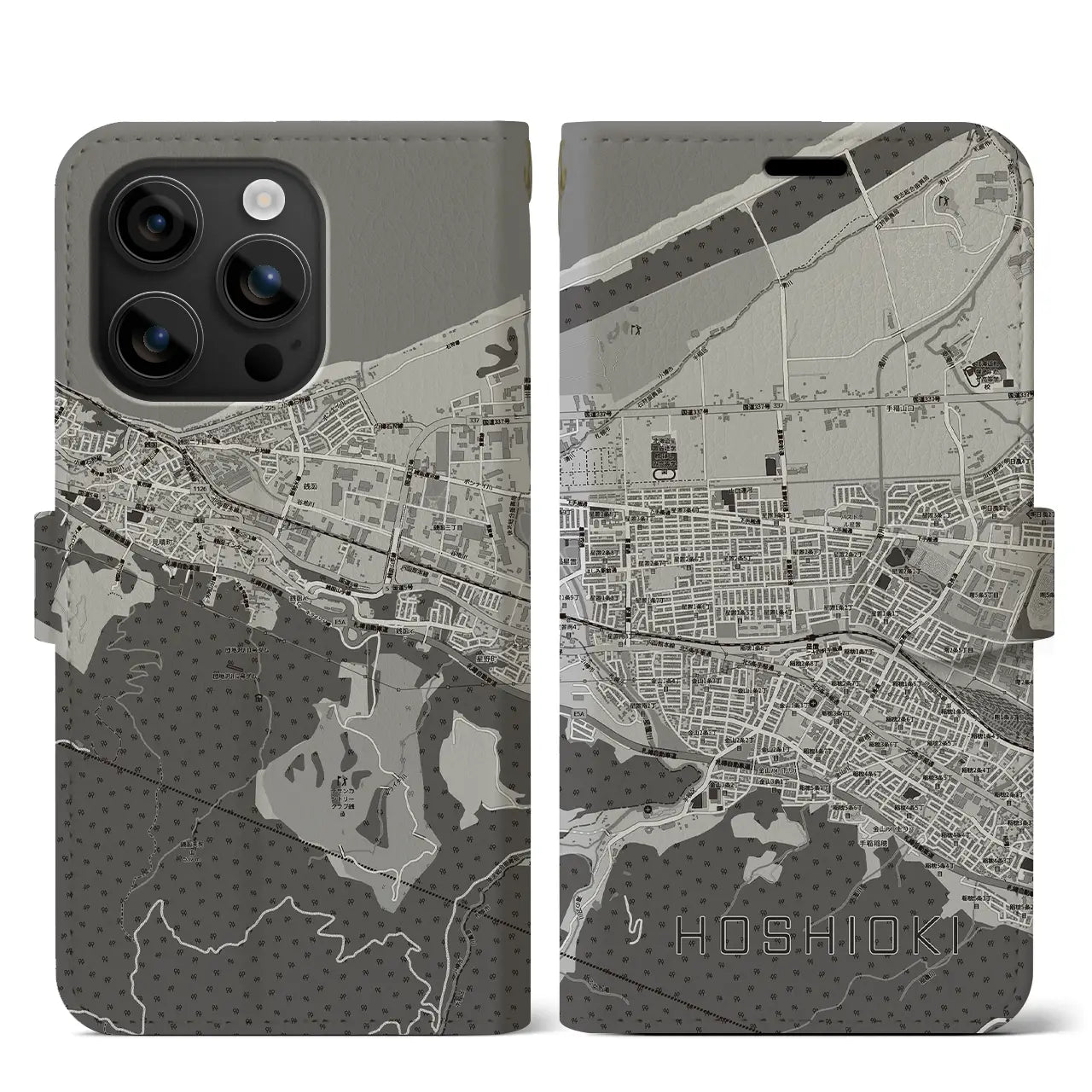 【星置（北海道）】地図柄iPhoneケース（手帳タイプ）