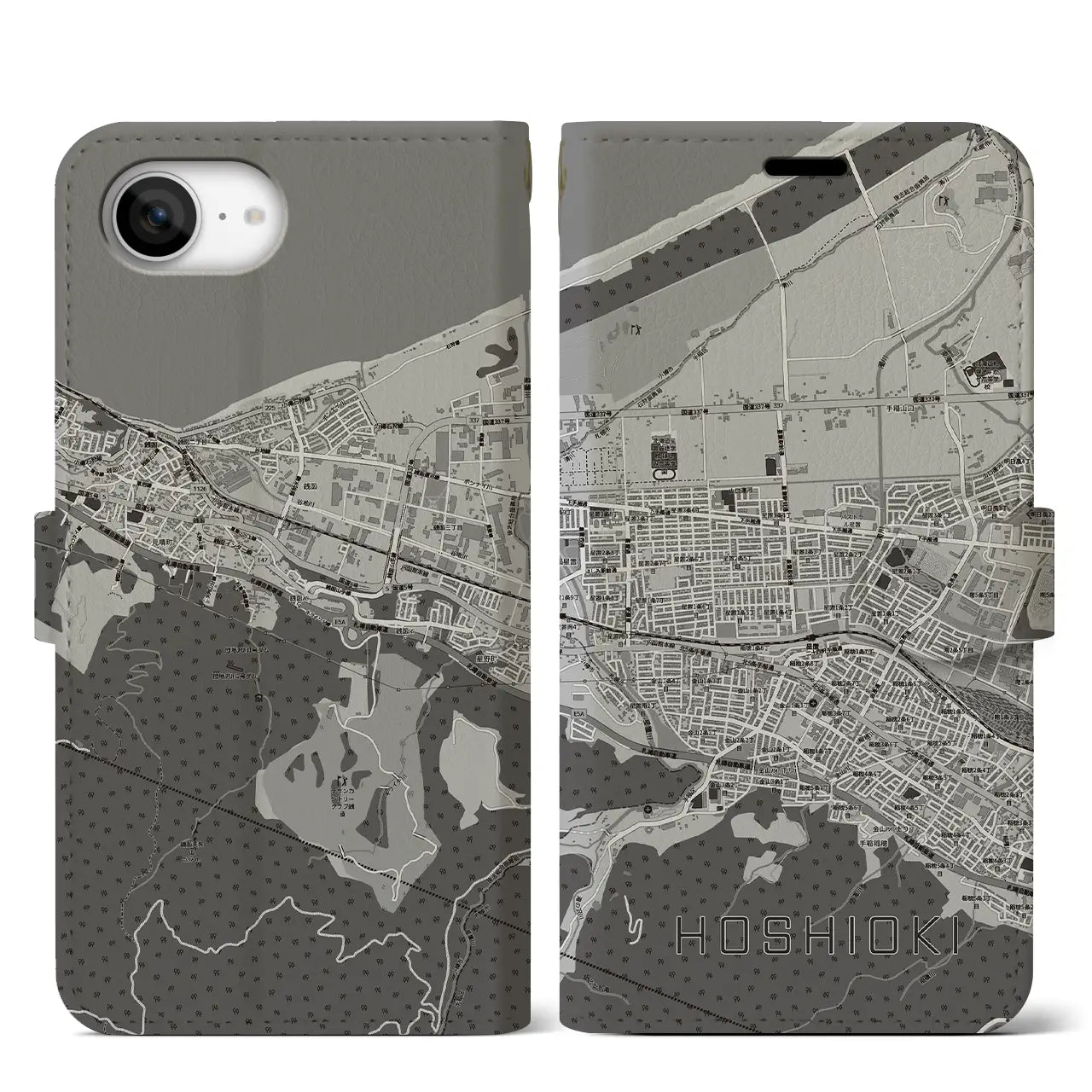 【星置（北海道）】地図柄iPhoneケース（手帳タイプ）