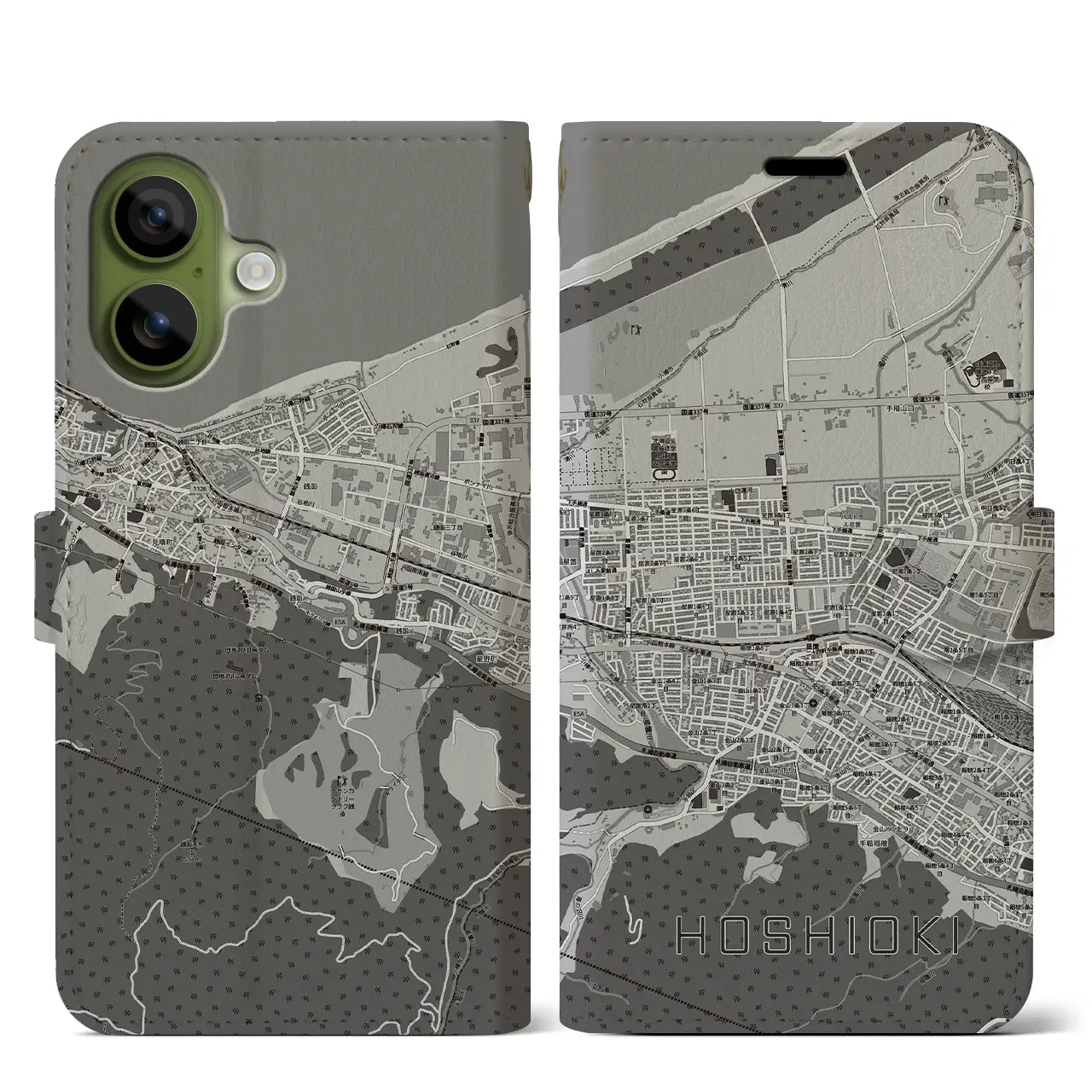 【星置（北海道）】地図柄iPhoneケース（手帳タイプ）