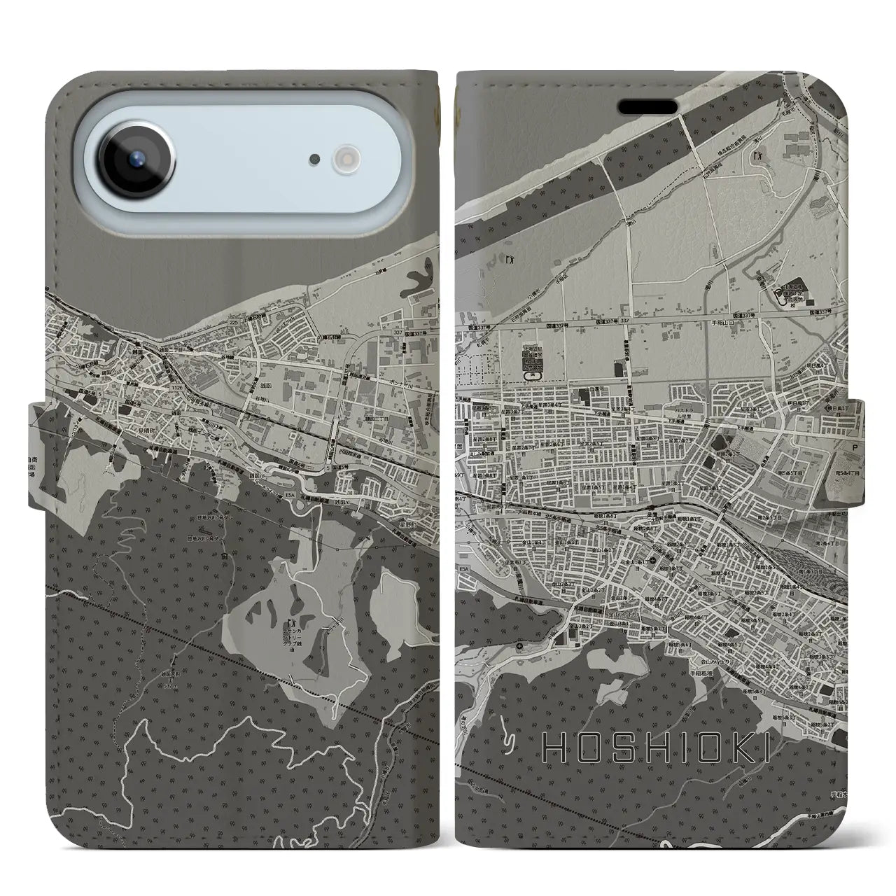 【星置（北海道）】地図柄iPhoneケース（手帳タイプ）