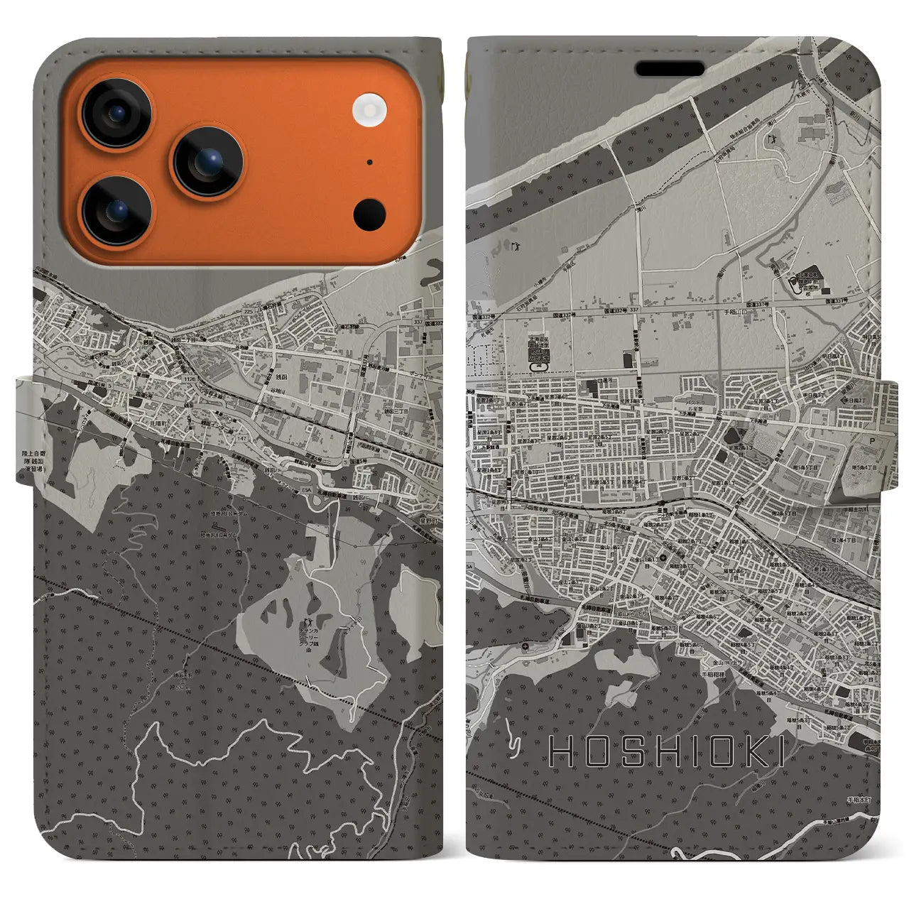 【星置（北海道）】地図柄iPhoneケース（手帳タイプ）