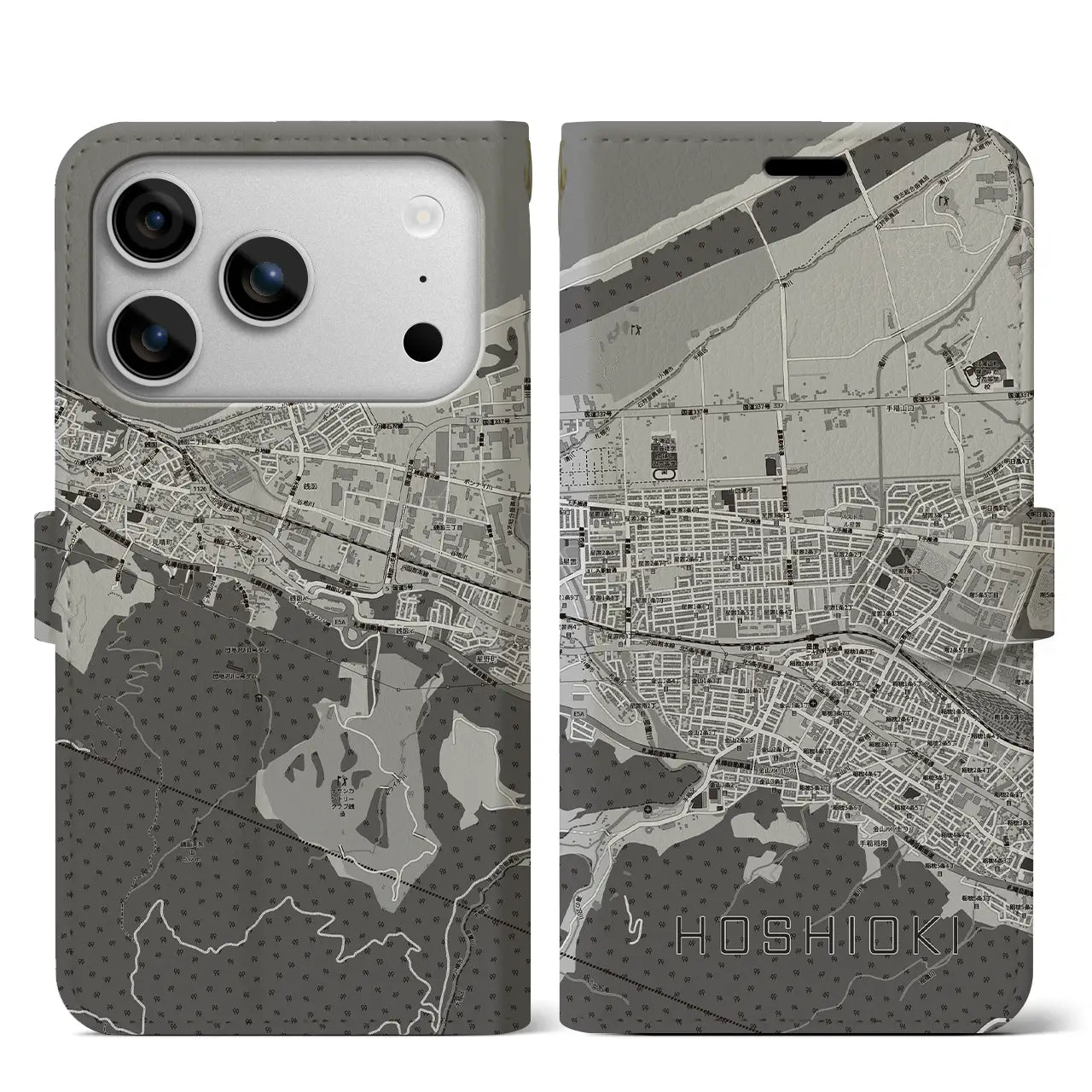 【星置（北海道）】地図柄iPhoneケース（手帳タイプ）