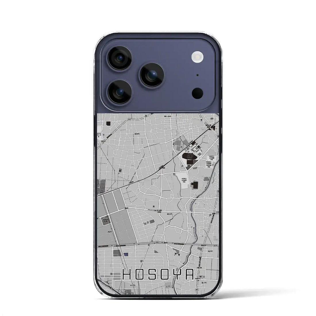 【細谷(群馬県)】地図柄iPhoneケース(クリアタイプ)モノトーン・iPhone 17 Pro Max 用