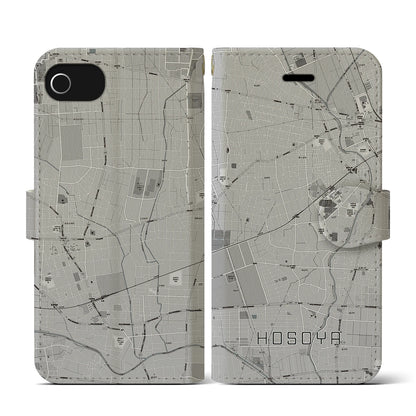 【細谷（群馬県）】地図柄iPhoneケース（手帳タイプ）モノトーン・iPhone SE（第3 / 第2世代） / 8 / 7 / 6s / 6 用