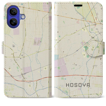 【細谷（群馬県）】地図柄iPhoneケース（手帳タイプ）ナチュラル・iPhone 16 Pro Max 用