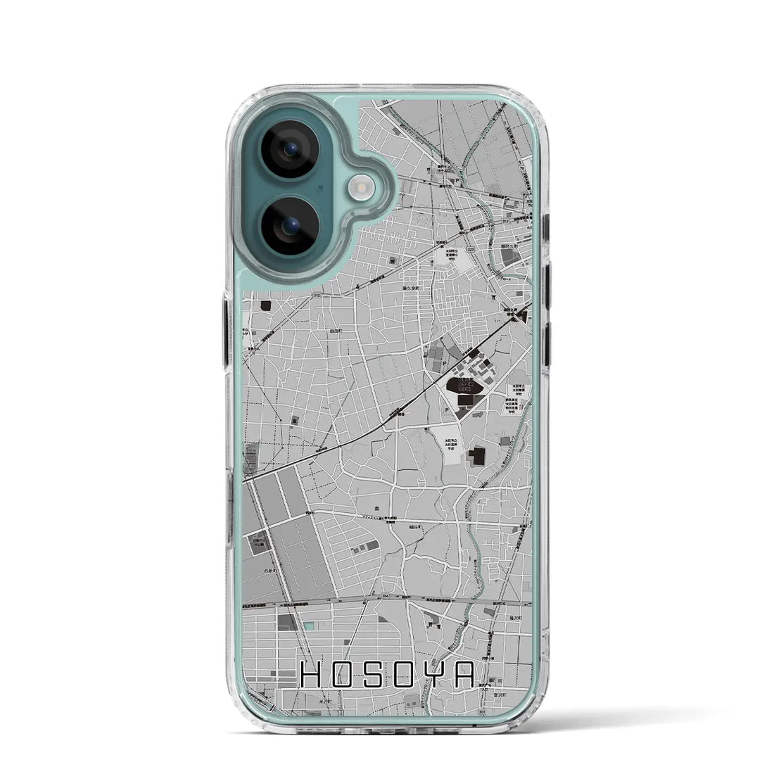 【細谷(群馬県)】地図柄iPhoneケース(MagSafeタイプ)モノトーン・iPhone 16 Pro 用