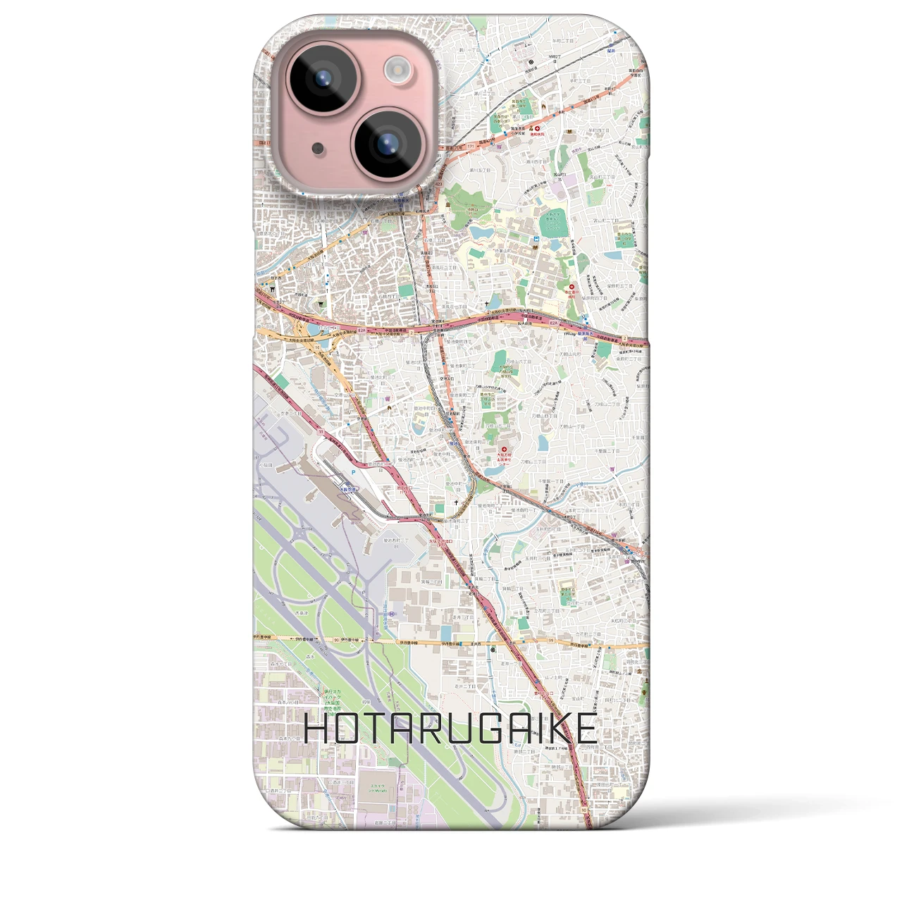 【蛍池（大阪府）】地図柄iPhoneケース（バックカバータイプ）ナチュラル・iPhone 15 Plus 用