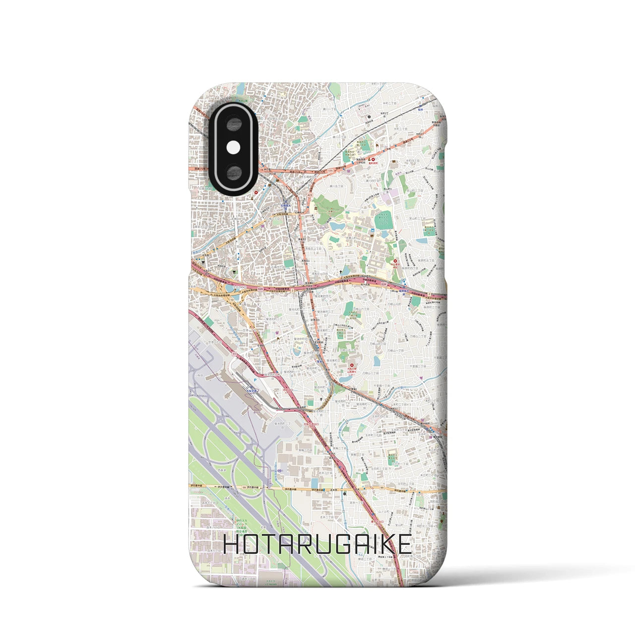 【蛍池（大阪府）】地図柄iPhoneケース（バックカバータイプ）ナチュラル・iPhone XS / X 用