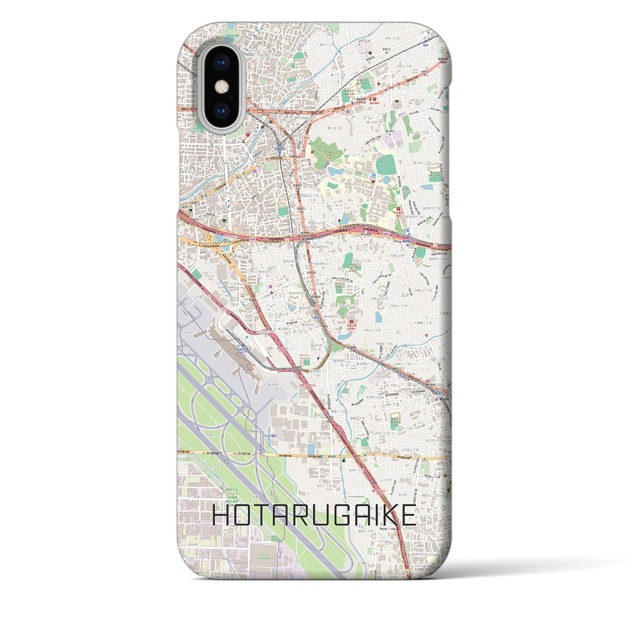 【蛍池（大阪府）】地図柄iPhoneケース（バックカバータイプ）ナチュラル・iPhone XS Max 用