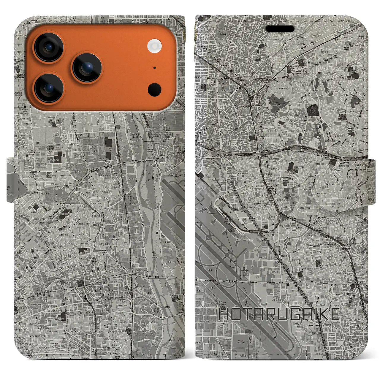 【蛍池（大阪府）】地図柄iPhoneケース（手帳タイプ）