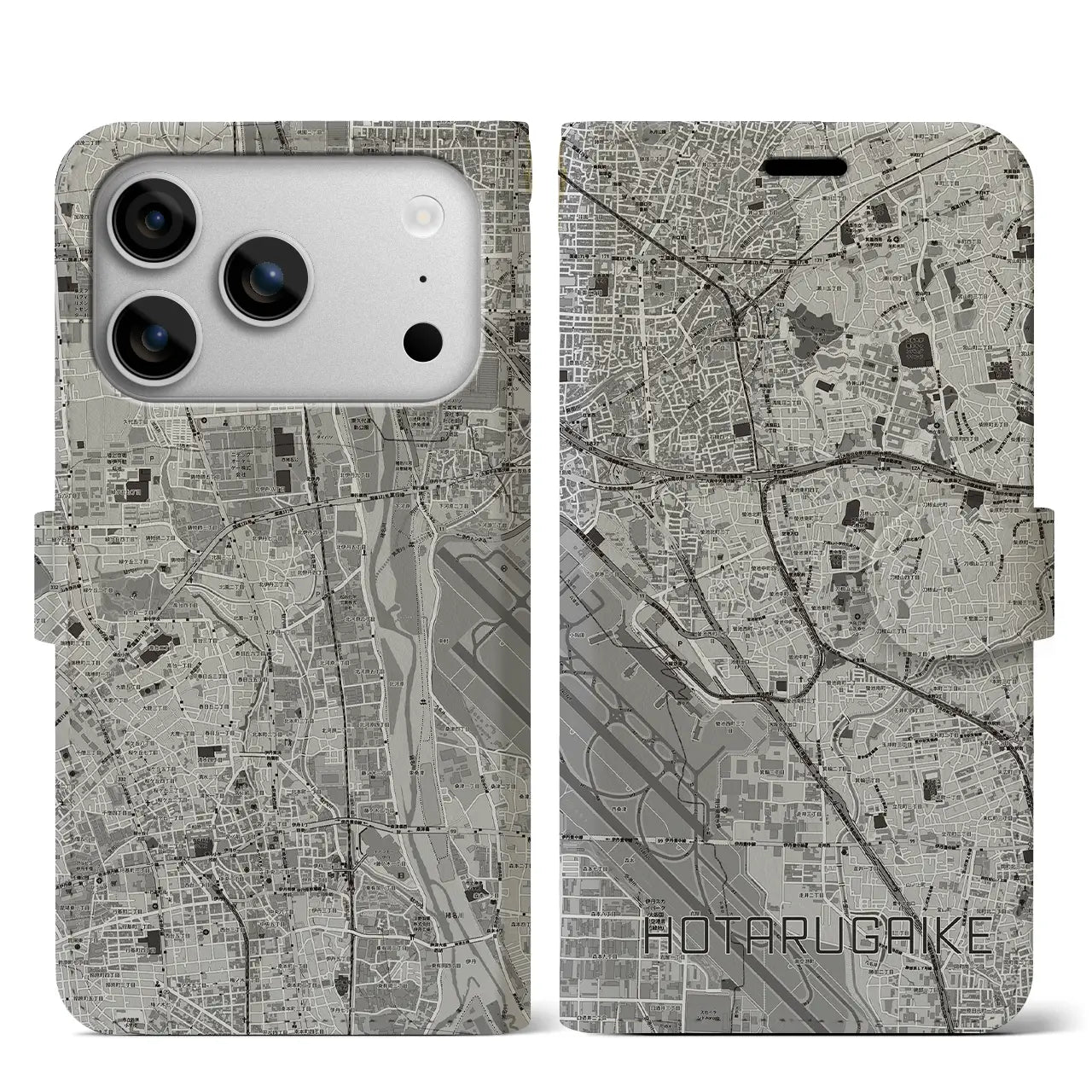 【蛍池（大阪府）】地図柄iPhoneケース（手帳タイプ）