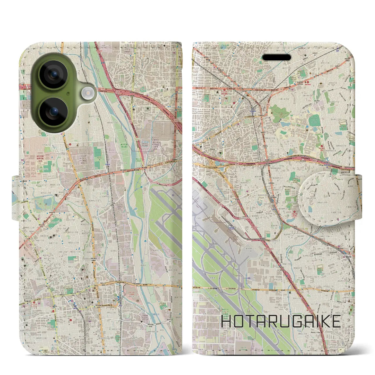 【蛍池（大阪府）】地図柄iPhoneケース（手帳タイプ）