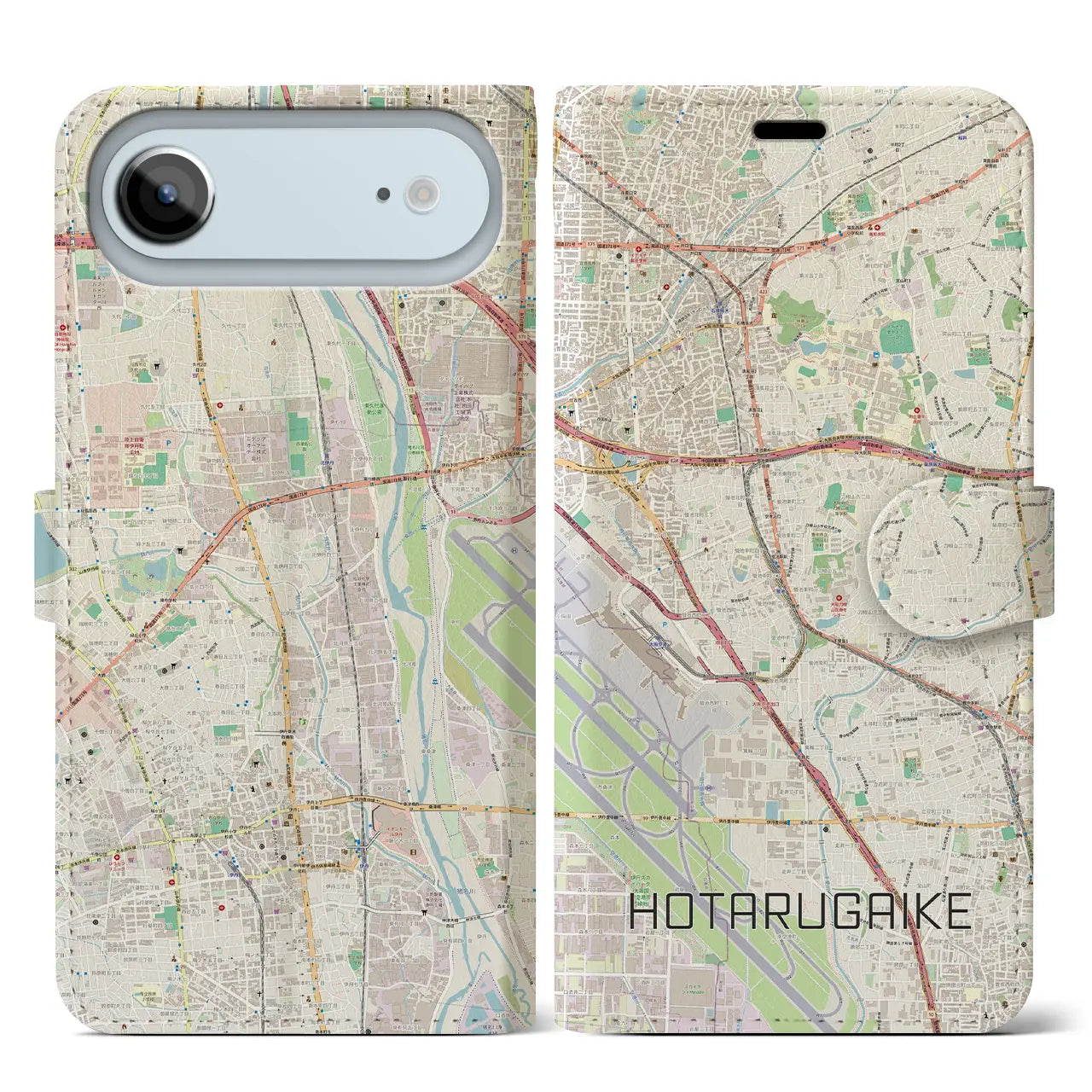 【蛍池（大阪府）】地図柄iPhoneケース（手帳タイプ）