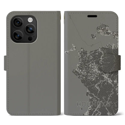 【豊北（山口県）】地図柄iPhoneケース（手帳タイプ）モノトーン・iPhone 16 用