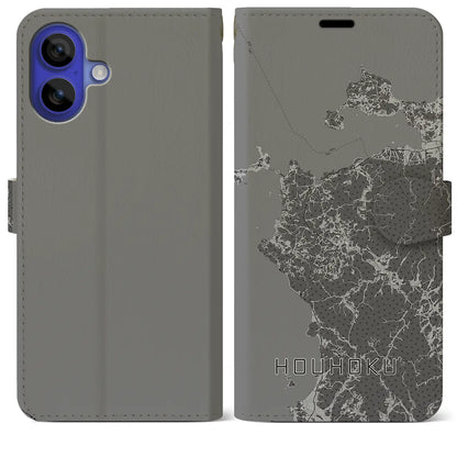 【豊北（山口県）】地図柄iPhoneケース（手帳タイプ）モノトーン・iPhone 16 Pro Max 用