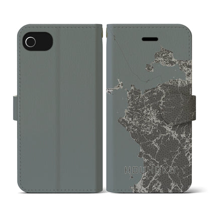 【豊北（山口県）】地図柄iPhoneケース（手帳タイプ）モノトーン・iPhone SE（第3 / 第2世代） / 8 / 7 / 6s / 6 用