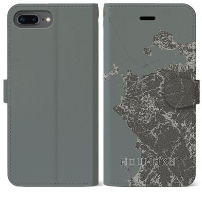 【豊北（山口県）】地図柄iPhoneケース（手帳タイプ）モノトーン・iPhone 8Plus /7Plus / 6sPlus / 6Plus 用