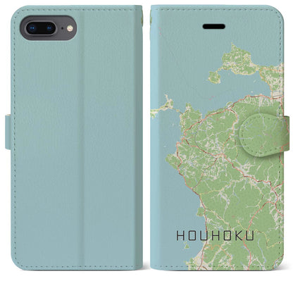 【豊北（山口県）】地図柄iPhoneケース（手帳タイプ）ナチュラル・iPhone 8Plus /7Plus / 6sPlus / 6Plus 用