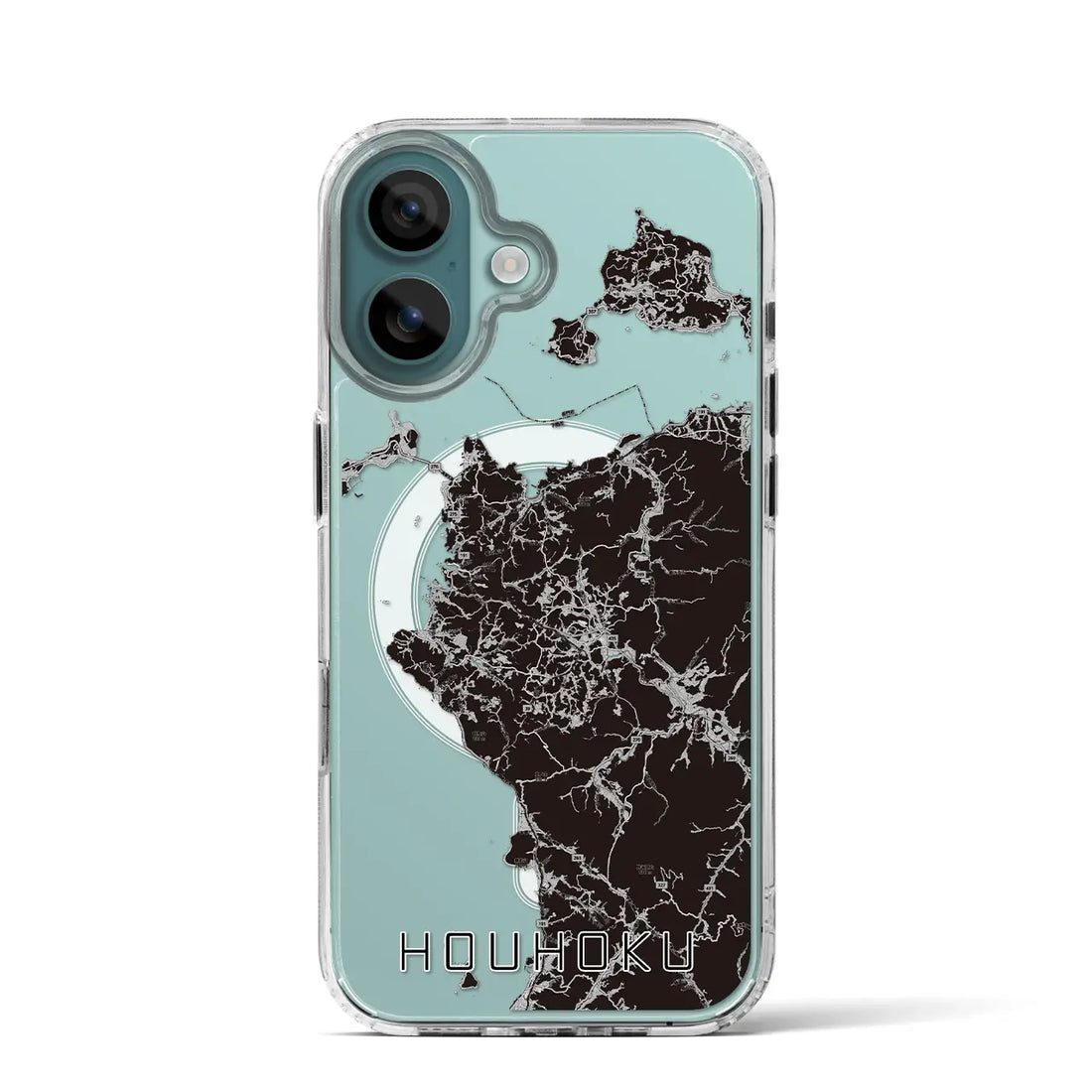 【豊北（山口県）】地図柄iPhoneケース（MagSafeタイプ）モノトーン・iPhone 16 Pro 用