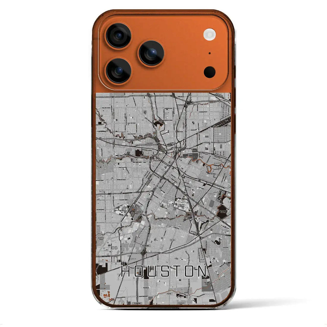 【ヒューストン（アメリカ）】地図柄iPhoneケース（クリアタイプ）モノトーン・iPhone 17 Pro Max 用