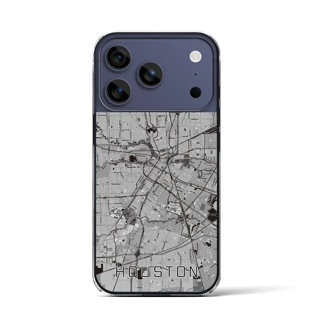 【ヒューストン(アメリカ)】地図柄iPhoneケース(クリアタイプ)モノトーン・iPhone 17 Pro Max 用