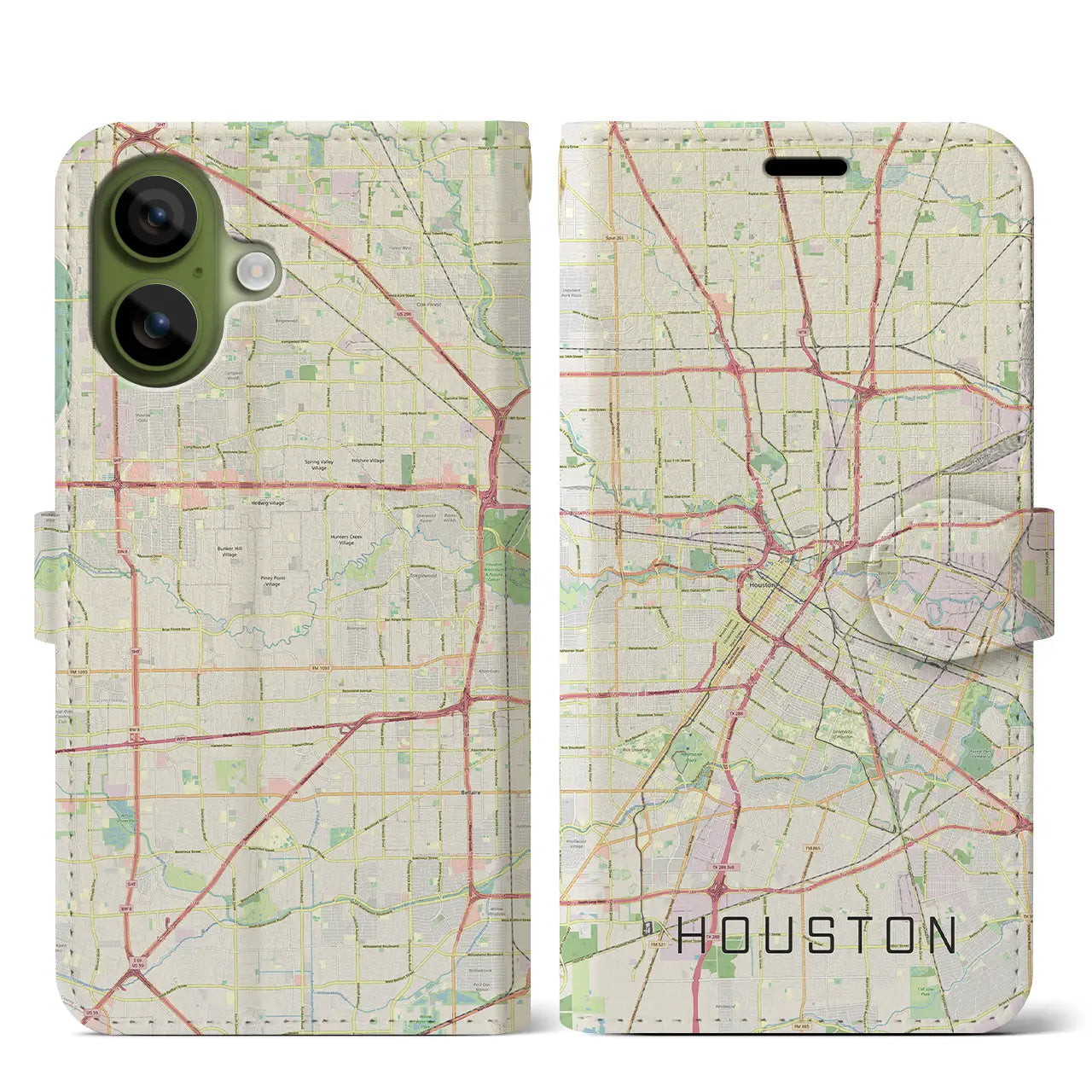 【ヒューストン（アメリカ）】地図柄iPhoneケース（手帳タイプ）