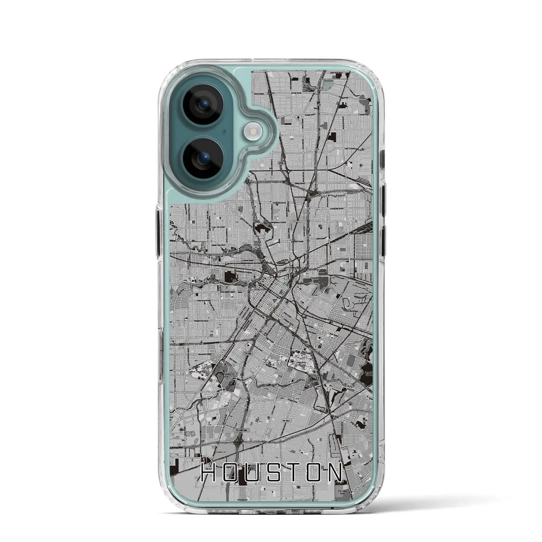 【ヒューストン（アメリカ）】地図柄iPhoneケース（MagSafeタイプ）モノトーン・iPhone 16 Pro 用