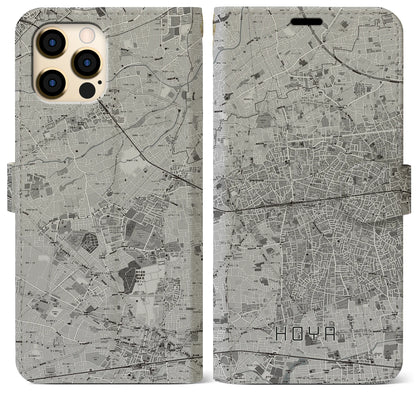 【保谷（東京都）】地図柄iPhoneケース（手帳タイプ）モノトーン・iPhone 12 Pro Max 用