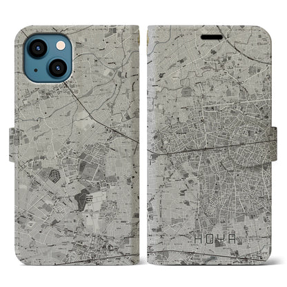 【保谷（東京都）】地図柄iPhoneケース（手帳タイプ）モノトーン・iPhone 13 用