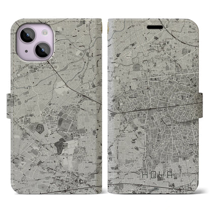 【保谷（東京都）】地図柄iPhoneケース（手帳タイプ）モノトーン・iPhone 14 用