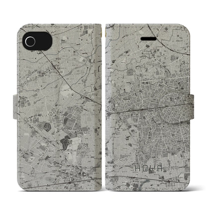 【保谷（東京都）】地図柄iPhoneケース（手帳タイプ）モノトーン・iPhone SE（第3 / 第2世代） / 8 / 7 / 6s / 6 用