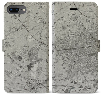 【保谷（東京都）】地図柄iPhoneケース（手帳タイプ）モノトーン・iPhone 8Plus /7Plus / 6sPlus / 6Plus 用