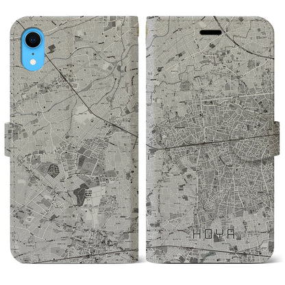 【保谷（東京都）】地図柄iPhoneケース（手帳タイプ）モノトーン・iPhone XR 用