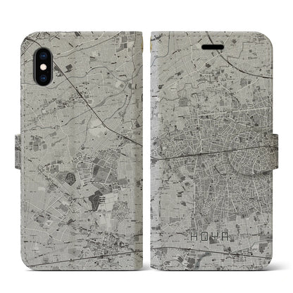 【保谷（東京都）】地図柄iPhoneケース（手帳タイプ）モノトーン・iPhone XS / X 用