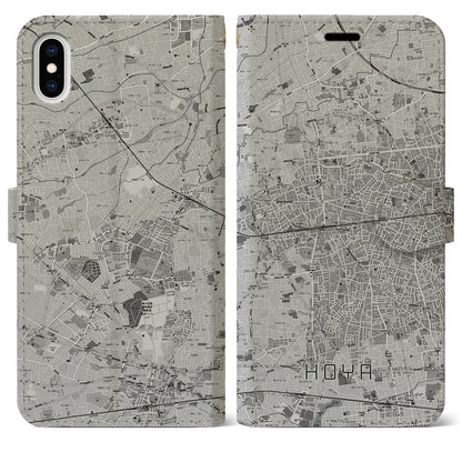 【保谷（東京都）】地図柄iPhoneケース（手帳タイプ）モノトーン・iPhone XS Max 用