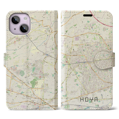 【保谷（東京都）】地図柄iPhoneケース（手帳タイプ）ナチュラル・iPhone 14 用