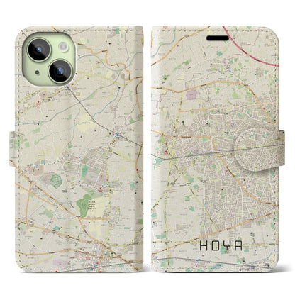 【保谷（東京都）】地図柄iPhoneケース（手帳タイプ）ナチュラル・iPhone 15 用