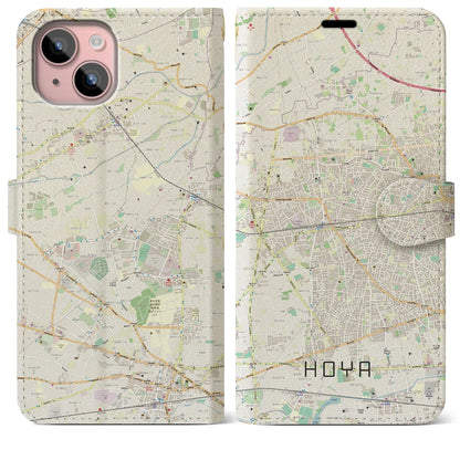 【保谷（東京都）】地図柄iPhoneケース（手帳タイプ）ナチュラル・iPhone 15 Plus 用