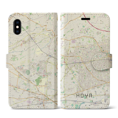 【保谷（東京都）】地図柄iPhoneケース（手帳タイプ）ナチュラル・iPhone XS / X 用