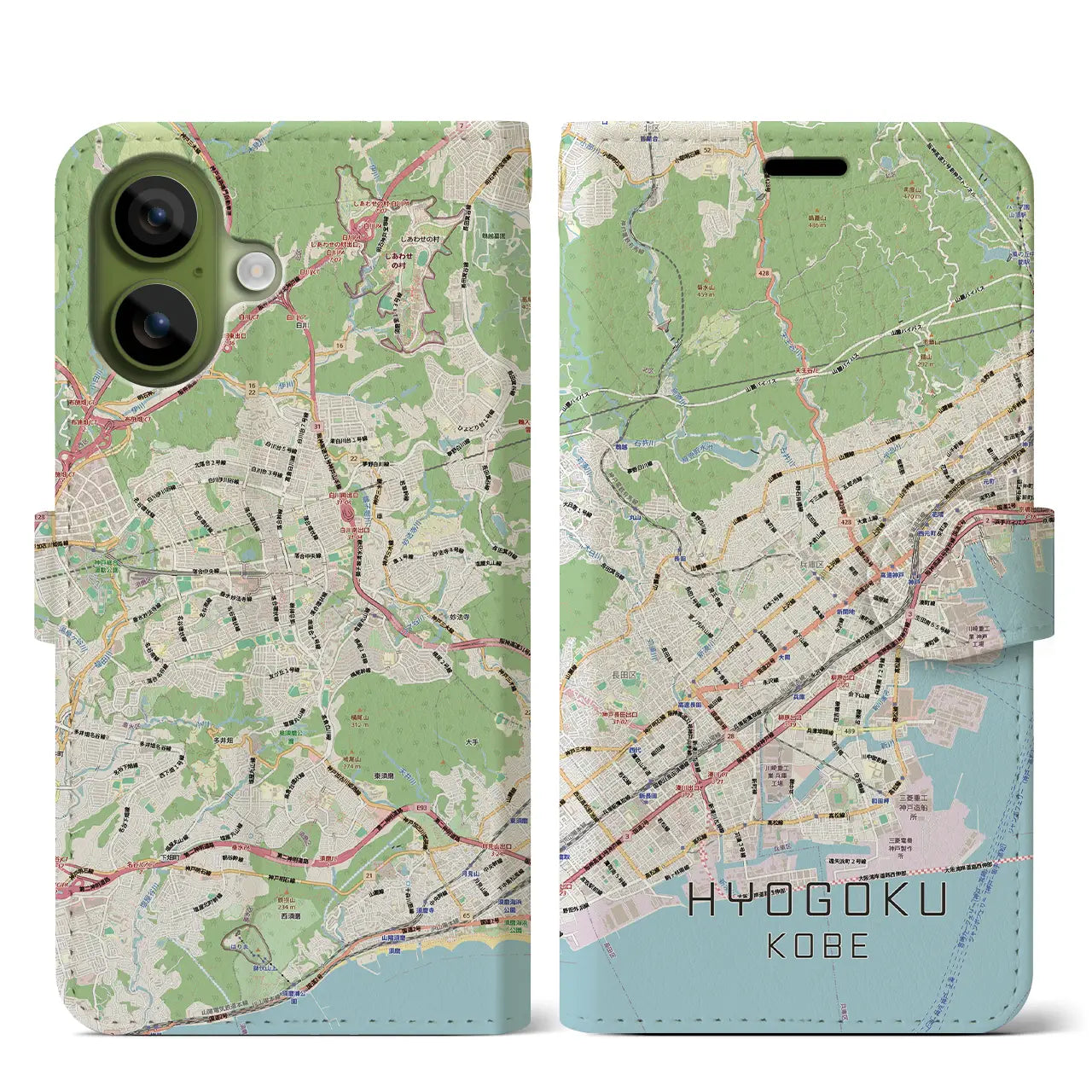 【兵庫区（神戸市）】地図柄iPhoneケース（手帳タイプ）