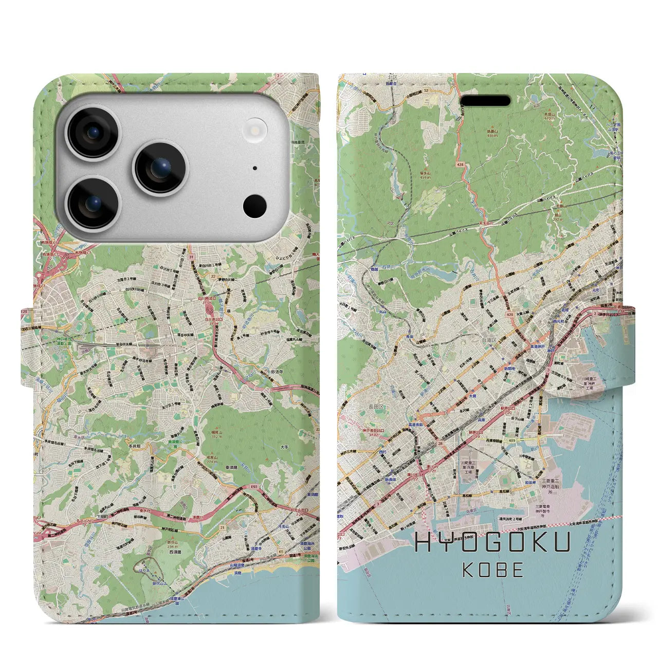 【兵庫区（神戸市）】地図柄iPhoneケース（手帳タイプ）