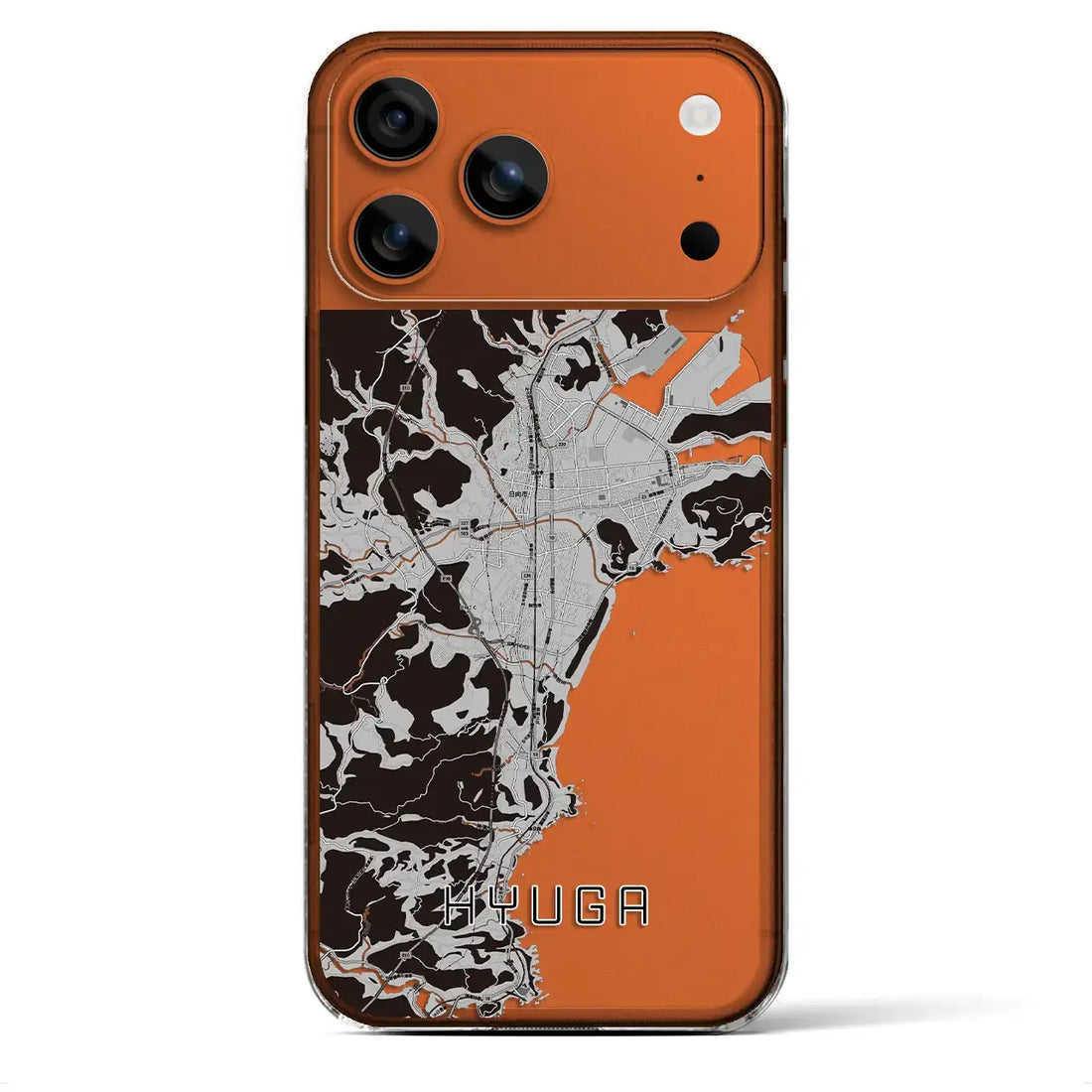 【日向(宮崎県)】地図柄iPhoneケース(クリアタイプ)モノトーン・iPhone 17 Pro Max 用