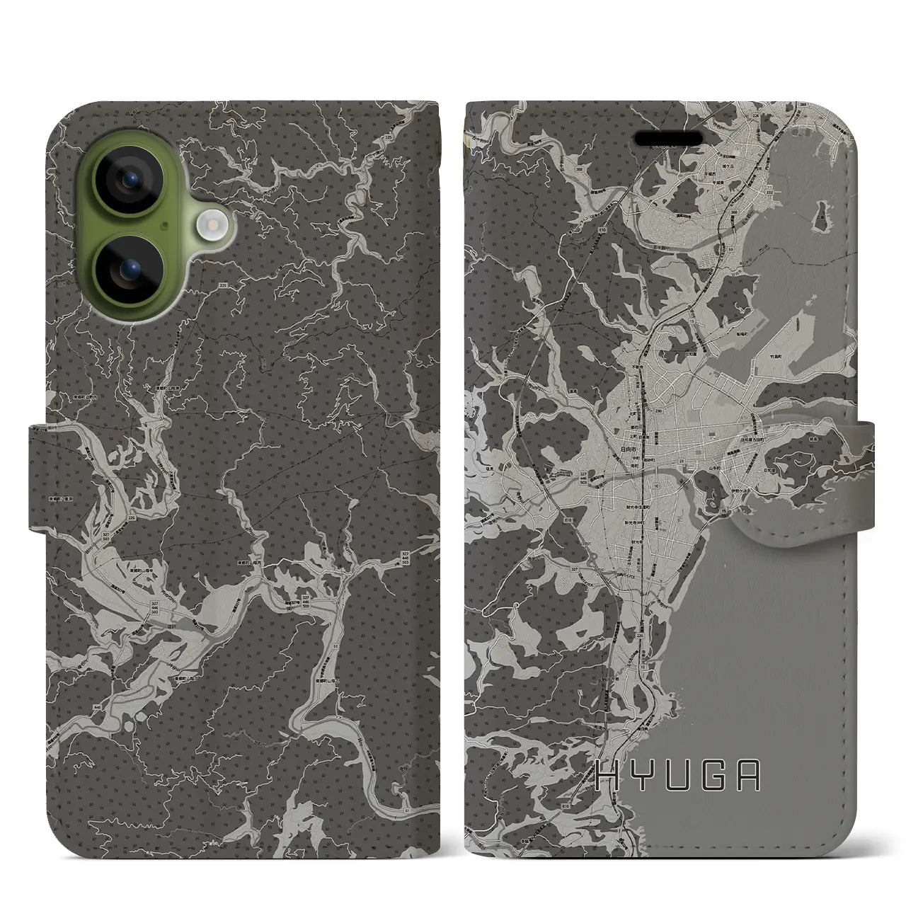 【日向（宮崎県）】地図柄iPhoneケース（手帳タイプ）