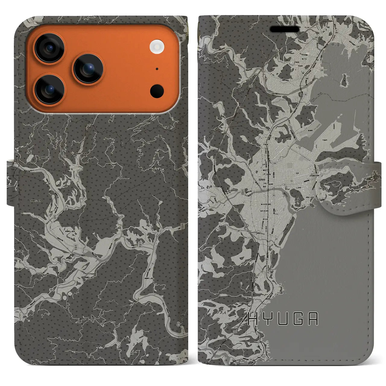 【日向（宮崎県）】地図柄iPhoneケース（手帳タイプ）