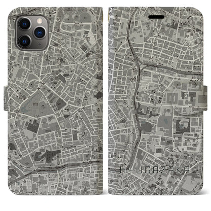 【日向坂（東京都）】地図柄iPhoneケース（手帳タイプ）モノトーン・iPhone 11 Pro Max 用