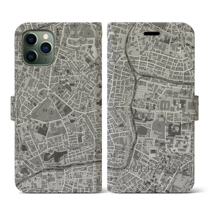 【日向坂（東京都）】地図柄iPhoneケース（手帳タイプ）モノトーン・iPhone 11 Pro 用