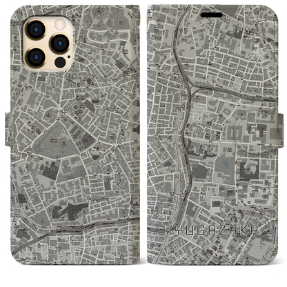 【日向坂（東京都）】地図柄iPhoneケース（手帳タイプ）モノトーン・iPhone 12 Pro Max 用