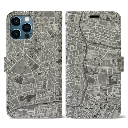 【日向坂（東京都）】地図柄iPhoneケース（手帳タイプ）モノトーン・iPhone 12 / 12 Pro 用