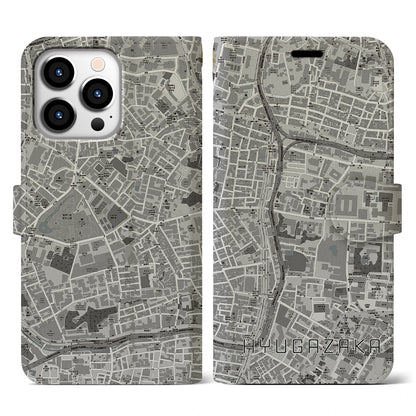 【日向坂（東京都）】地図柄iPhoneケース（手帳タイプ）モノトーン・iPhone 13 Pro 用